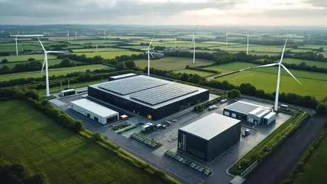 Rural ireland data centre with wind solar and onsite power