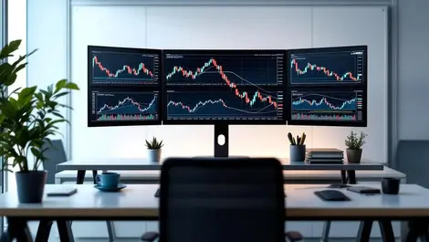 Sleek multi screen bond trading workstation unified yield curves