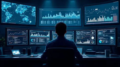 Modern soc security ops center ai alerts analyst monitors cinematic