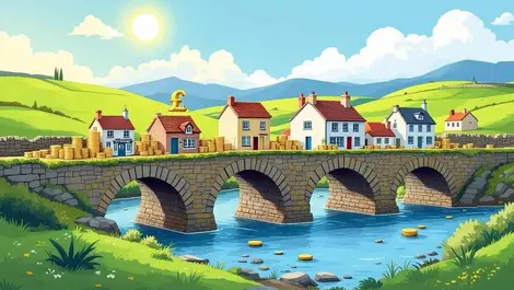 Welsh property row bridged by stacked pound coins finance link