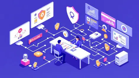 Isometric secure ai governance control room risk monitoring team